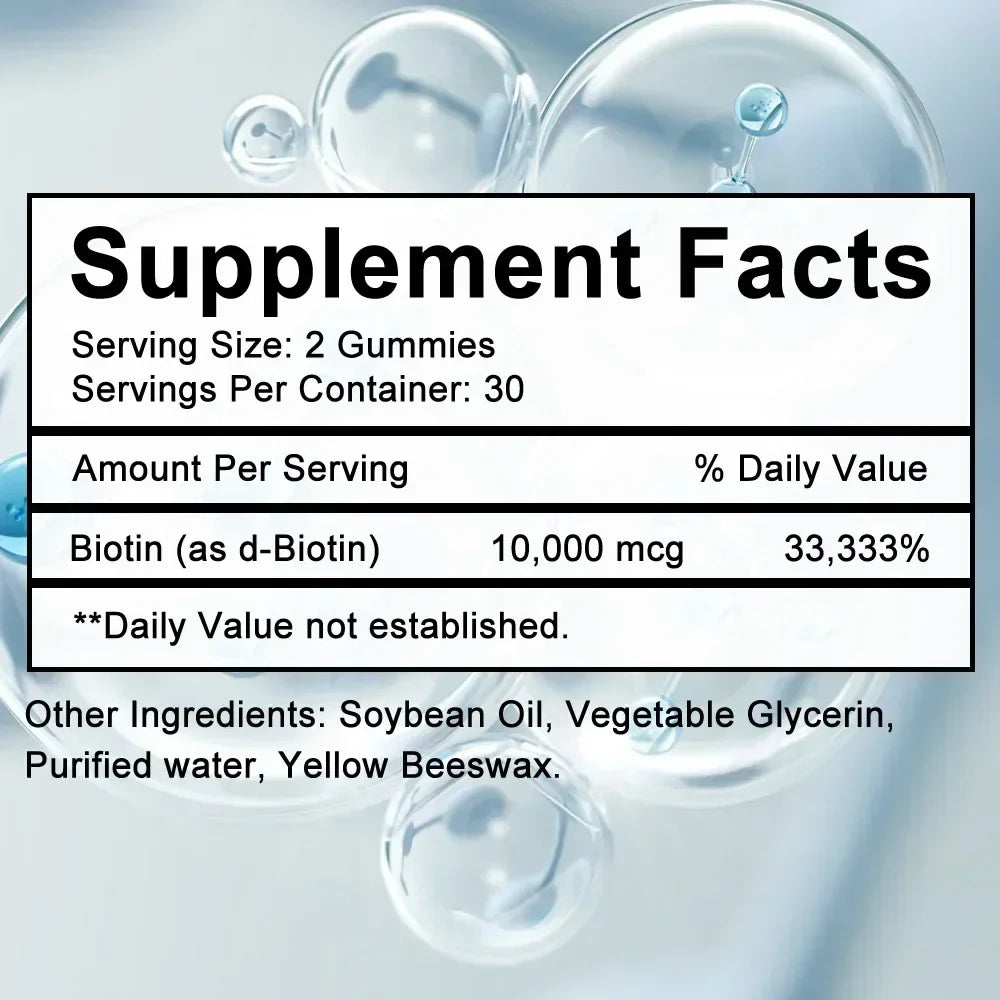 Biotin Gel 10000mcg Highest Potency Healthy Hair, Skin & Nails Vitamins for Women, Men & Children