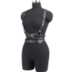 Adjustable Women's Gothic Punk Faux Leather Belt Perfect Waist and Chest Charms for Holiday and Casual Wear