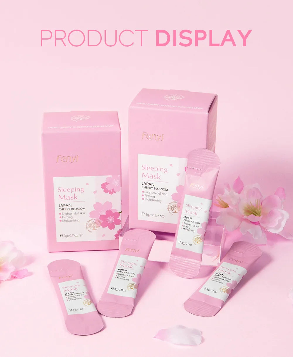 100pcs Sakura Moisturizing Sleeping Masks Travel Night Cream Facial Nourishing Improve Roughness & Dryness Skin Care Products