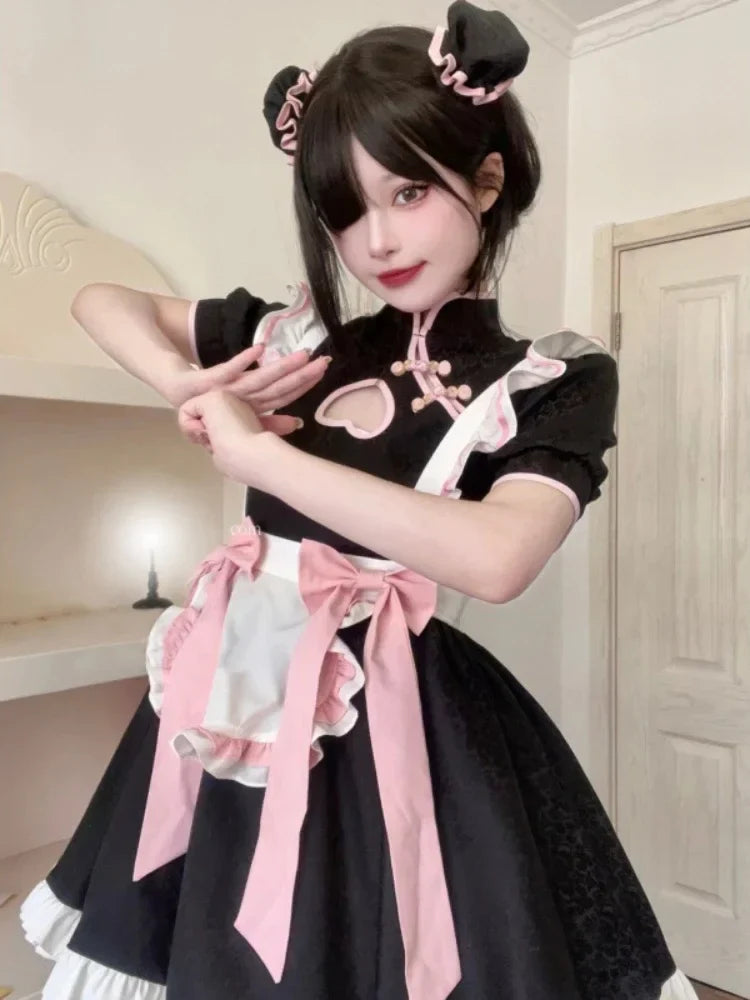 CP5XL Maid Lolita Chemise Cosplay Role Playing Costumes For Party Club Stage Apparel Bow Ties Ball Gowns Waitress Uniform Plus