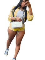 2025 Trendy Woman Clothes Sets Y2k Lounge Tracksuit Contrast Color Long Sleeve Zip Windbreaker Jacket Shorts 2 Piece Set Outfits