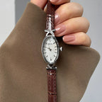 2025 Luxury Women's Quartz Watch Oval Sapphire Casual Ladies Clock Waterproof Brown Leather Elegant Ladies Watch