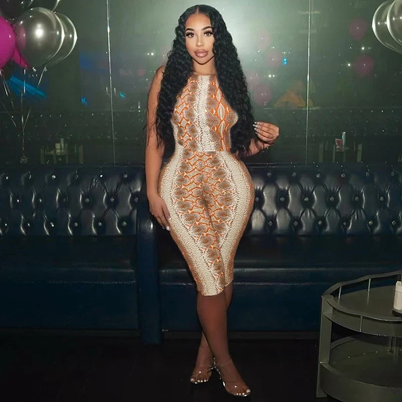 CUTENOVA Women'S Full-Body Printed Hanging Neck Tie Backless Skinny Five Points Jumpsuit Simple Casual Sexy Street Jumpsuit