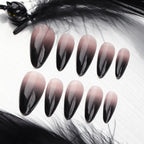 24pcs Manicure Long Almond False Nails Stiletto Ballerina Fake Nials Detachable Halloween Bat French Nail Tips DIY