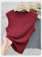 1pcs Spring Summer Women Knitted Tank Tops Girl Thin Tops Lady Basic Casual Tank Tops Round Collar Tees Sleeveless Top M~3XL