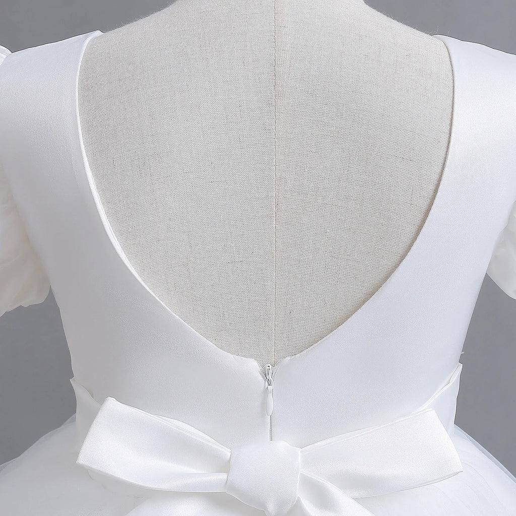 Elegant Girl Fluffy Dress Flower Baby Wedding Ceremony Costume Birthday Outfits White 1st Communion Tutu Gown Kids Gala Clothes