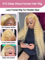 Deep Wave 13x6 HD Lace Frontal Human Hair Wig 30 40 Inch Curly 613 Honey Blonde Water Wave 13x4 Lace Front Wigs For Women 250%