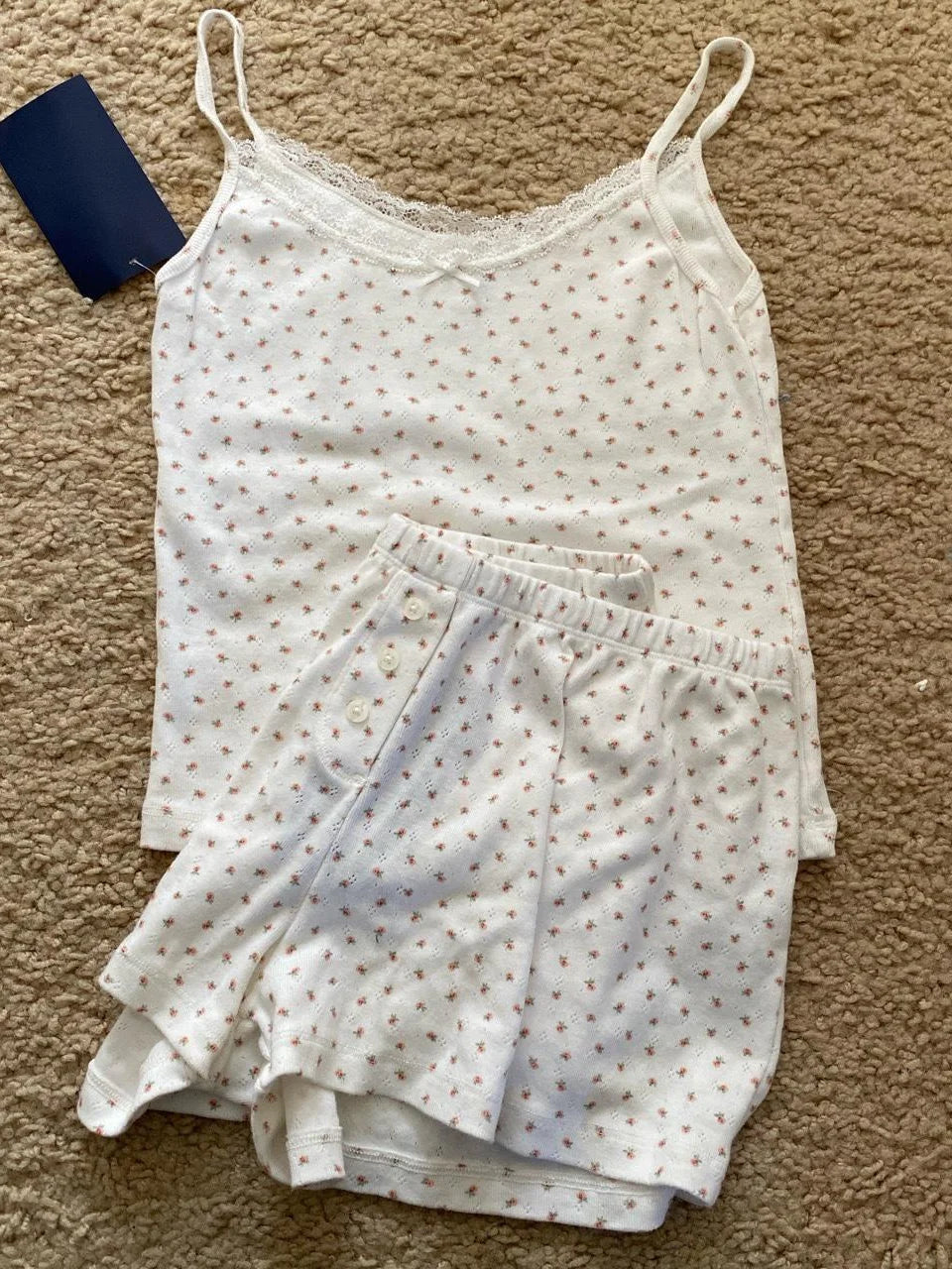 Blue Striped Tank Shorts Pajama Set Women Summer Sleeveless Crop Top+Elastic Waist Straight Short Pant Cotton Home 2 Piece Sets