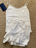 Blue Striped Tank Shorts Pajama Set Women Summer Sleeveless Crop Top+Elastic Waist Straight Short Pant Cotton Home 2 Piece Sets