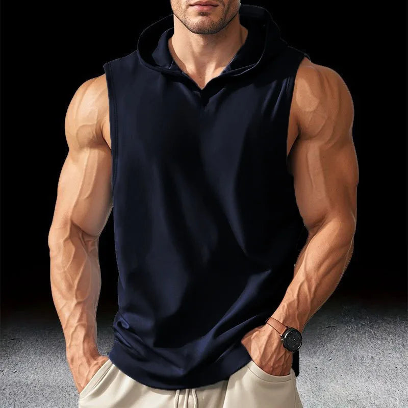 Gym Solid Color 2024 Brand New Men's Tank Tops Vest Sleeveless Tees For Male Hooded Man Vests Tops Hip Hop Men Tank Top T shirt