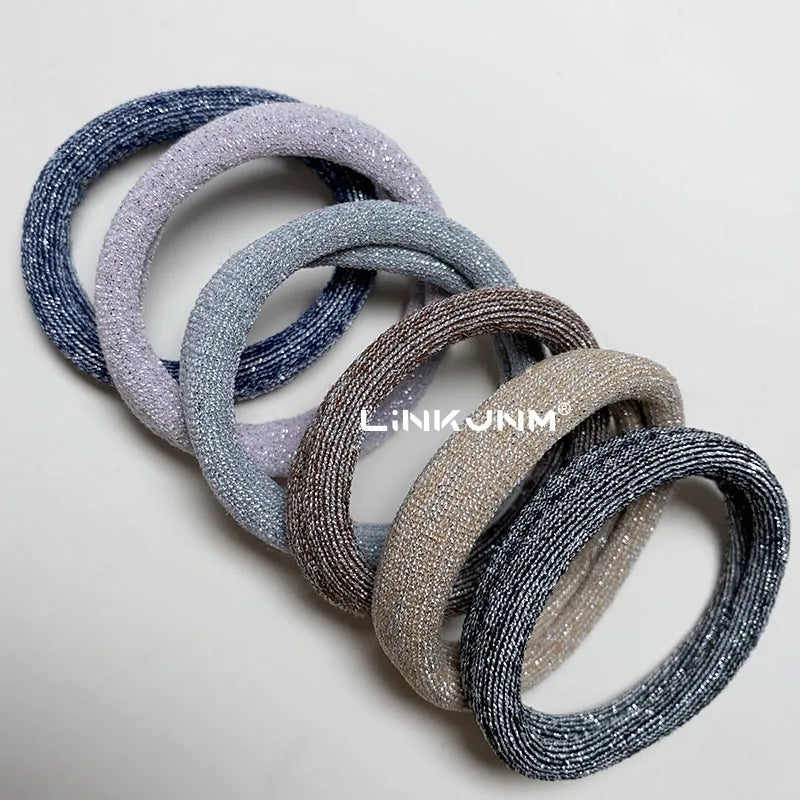 6PCS Women Glitter Hair Scrunchies Girls Elastic Hair Rubber Bands Hair Holder/Gum Hair Accessories Ponytail Hair Holders