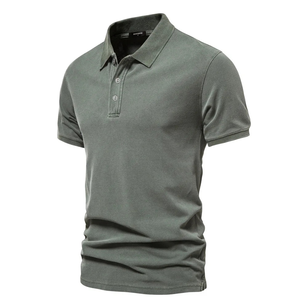 2025 Men's Slim Fit Cotton Polo Shirt - Stylish Lapel Design for Casual & Business Golf Wear