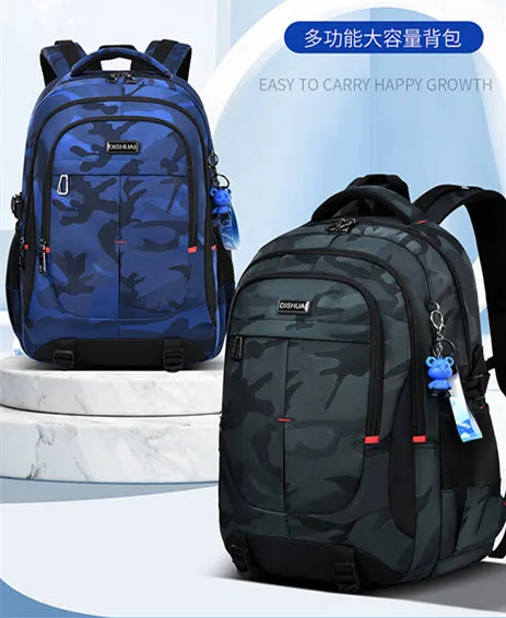 2025 new camouflage backpack for boys High capacity school bag for junior high school students Outdoor travel backpack for men