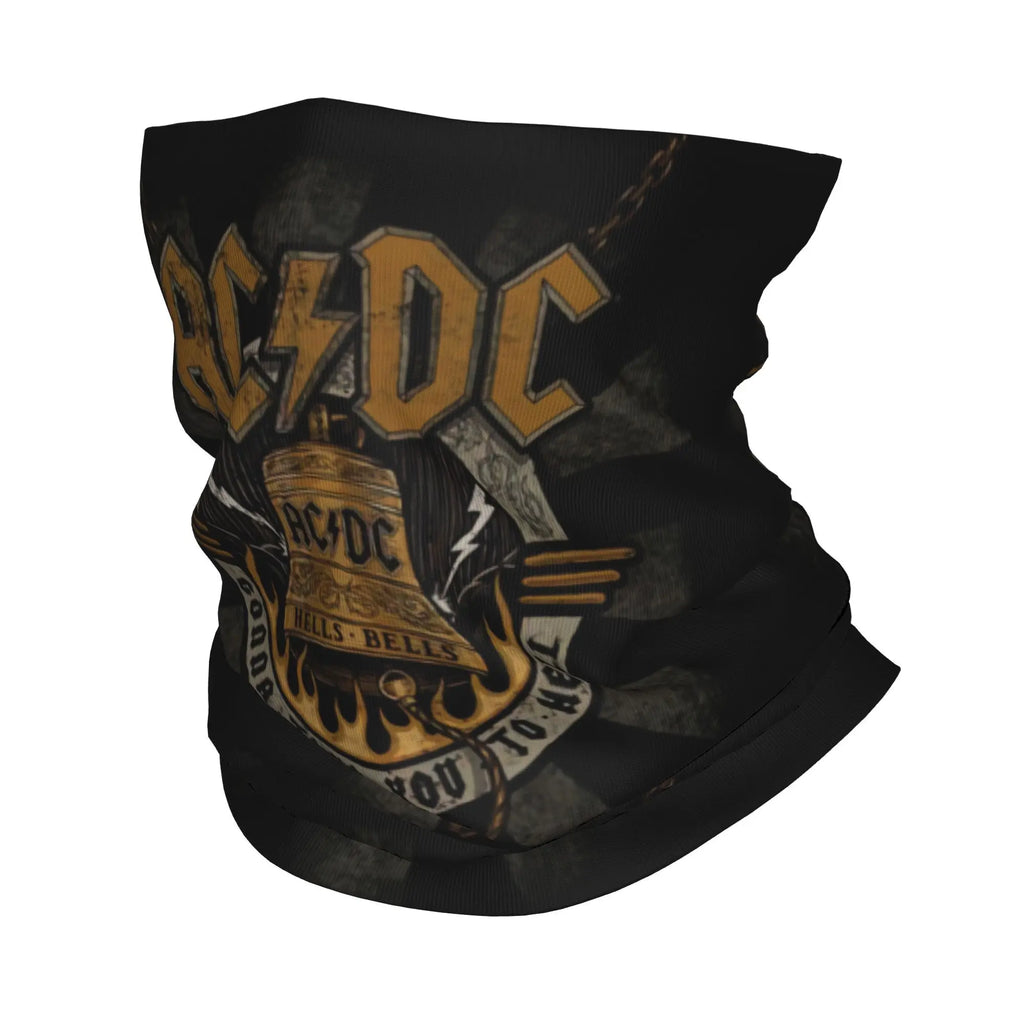 Custom Black AC DC Logo Camouflage Heavy Metal Band Bandana Neck Warmer Women Men Winter Hiking Ski Scarf Gaiter  Face Cover