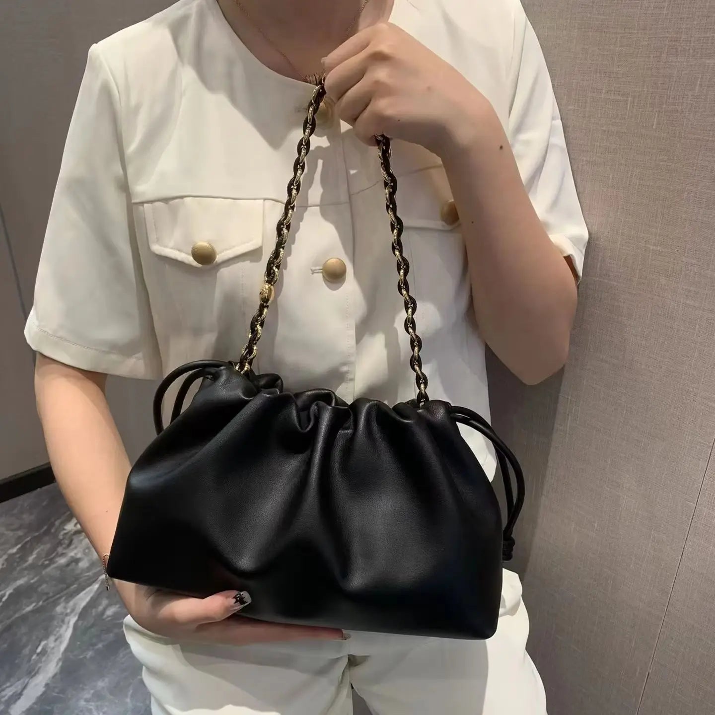 Brand Design Fashion High-grade Texture Leather Cloud Bag Luxury Ladies High Quality Cowhide  Shoulder Crossbody Bags For Women