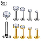 ASTM F136 Titanium 2/2.5/3/4mm CZ Labret Stud 16G Tragus Helix Cartilage Conch Flatback Earlobe Piercing Body Jewelry