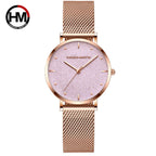 2025 New Women's Luxury Watch Matte Dial Japanese Quartz Movement Stainless Steel Mesh Strap Hannah Martin Brand Original Watch
