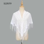 2024 White/Black Catholic Woman Spanish Style Lace Tassel Church Veil Head Covering Long Veil Floral Scarves Wedding Accessories