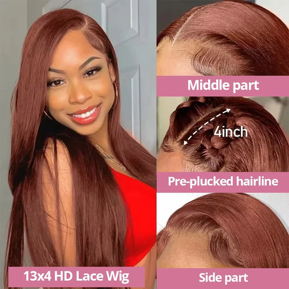 Bone Straight Chocolate Brown Lace Front Human Hair Wigs For Women Pre Plucked 13x4 13x6 Hd Transparent Colored Lace Frontal Wig