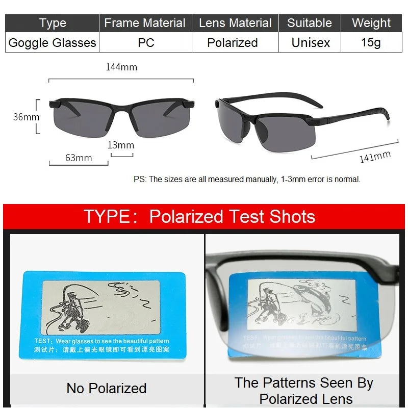 1/2PCS Night Vision Glasses Men Anti-Glare Driving Goggle Half Frame Polarized Sunglasses for Driver UV400 Day and Night Glasses