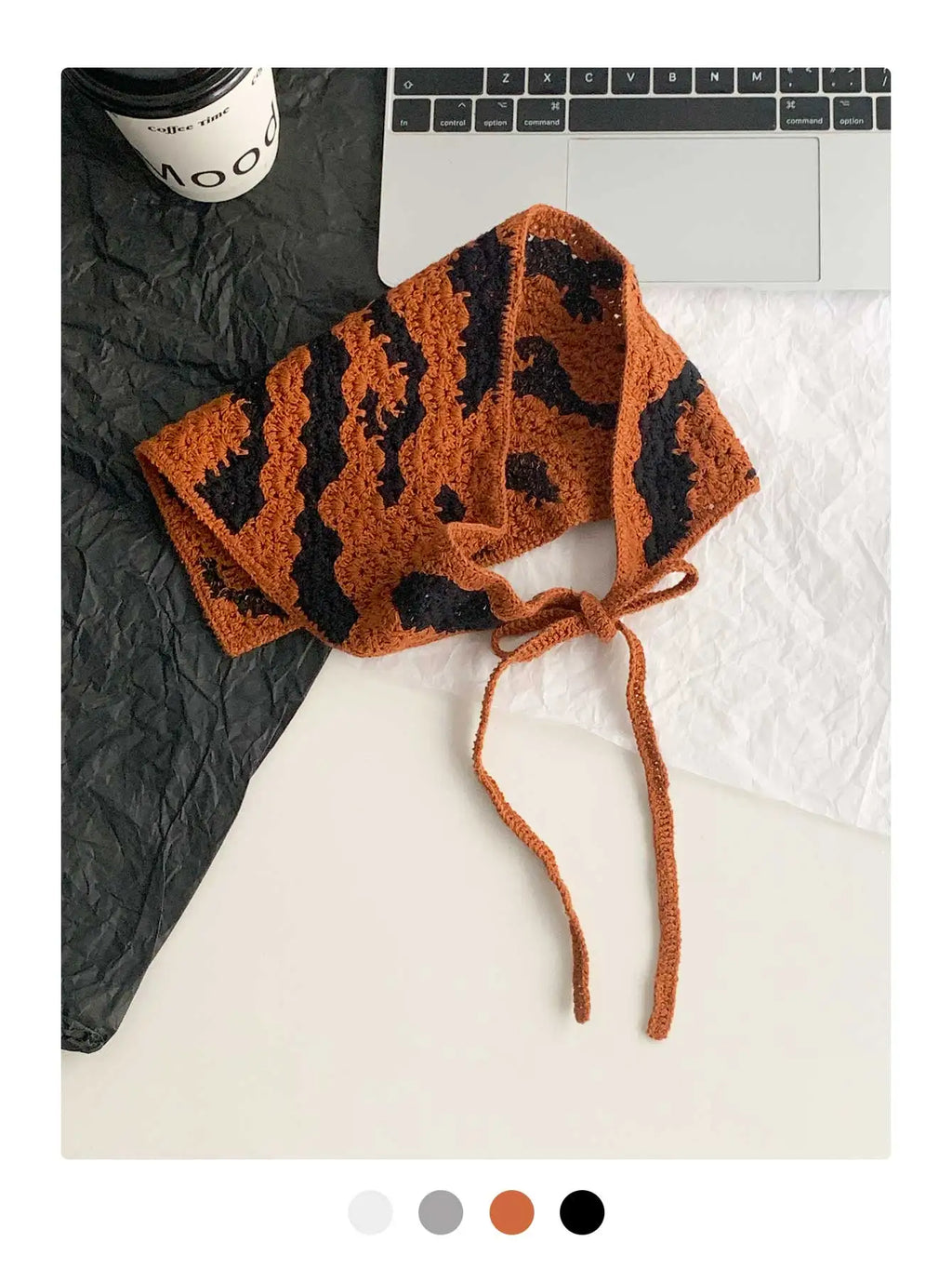 Halloween Costume Skeleton Ghost Bat Spider Web Personalized Knitted Crochet Headband Female Photo Photo Triangle Scarf Trendy