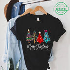 Christmas Lights Xmas Tree Print Fashion Graphic Women Tops Women Tshirt Tee Funny Christmas Party Aesthetic Shirt Camisas Mujer
