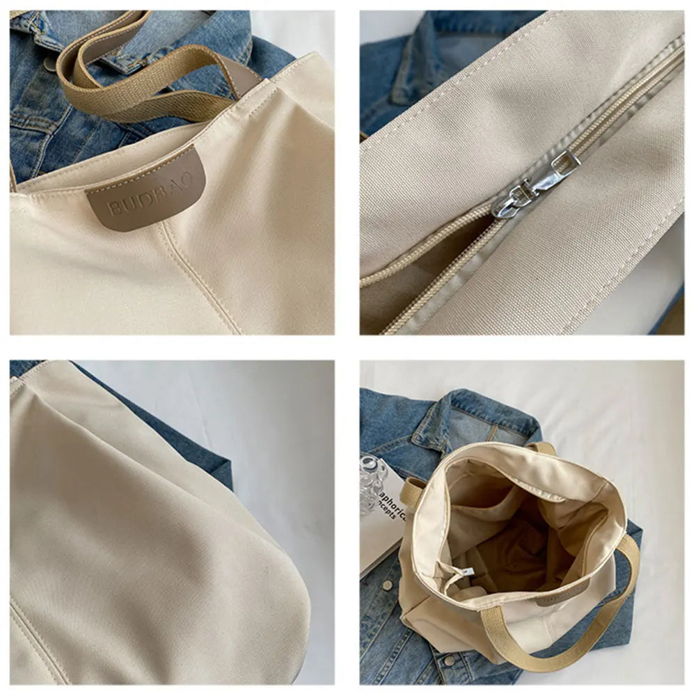 Casual Women's Bag New Large Capacity Canvas Tote Bag Lightweight Women Shoulder Bags Simple Style Female Handbags HJ8396