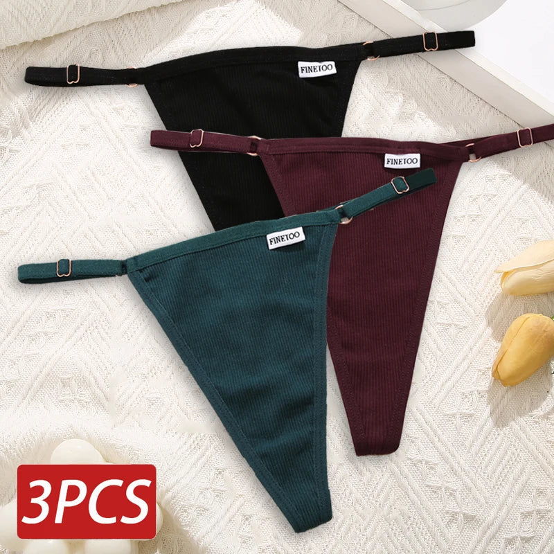 Cotton Sexy Thongs Adjustable Women's Panties Soft Panties Low Waist Seamless Thongs Woman Lingerie Tangas Mujer S-XL FINETOO