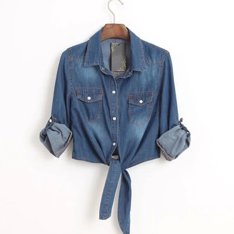 2023 Spring/Summer New Denim Jacket Women's Korean Casual Slim All-Match Short Crop Sleeve Short Sleeve Denim Button Up Top