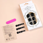 24pcs Black False Toenails Solid Color Glossy Fake Toenails Wearable Full Cover Ins Square Press on Toenail Patch for Girl Women