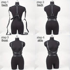 Adjustable Women's Gothic Punk Faux Leather Belt Perfect Waist and Chest Charms for Holiday and Casual Wear