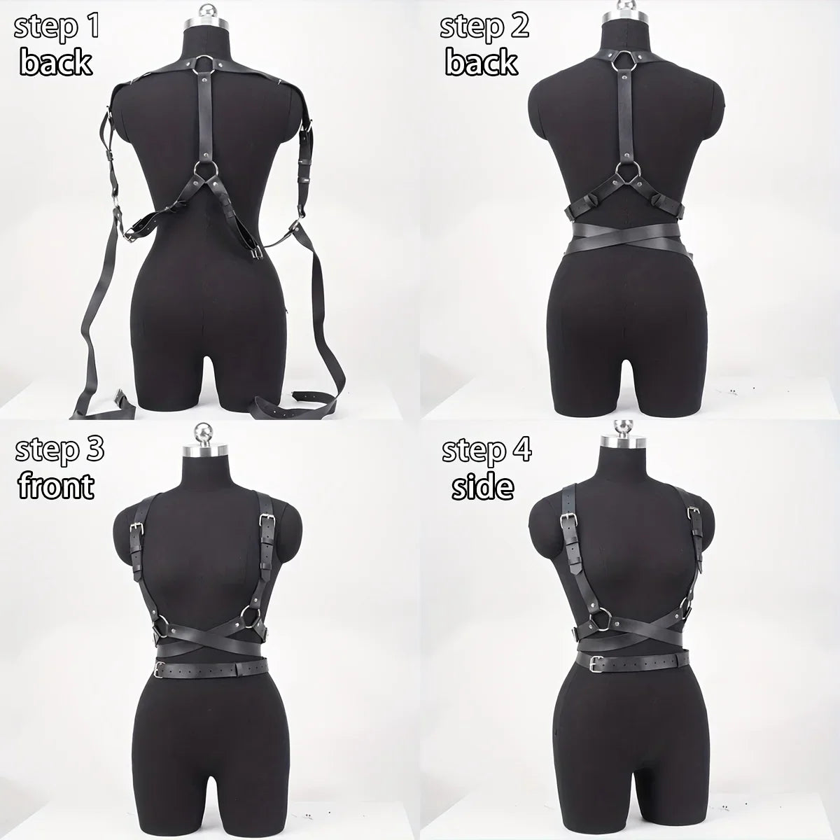 Adjustable Women's Gothic Punk Faux Leather Belt Perfect Waist and Chest Charms for Holiday and Casual Wear