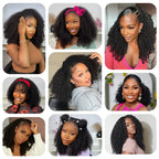 Half Wigs Human Hair Kinky Curly 3 In 1 Human Hair Wig Seamless Flip Over Half Wig Beginner Friendly Curly Wigs for Women