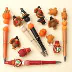 5/10/20pcs Thanksgiving Silicone Beads 3D Pumpkin Turkey  Focal Beads for Jewelry Lanyards Keychain Bracelet Making Pen Decor