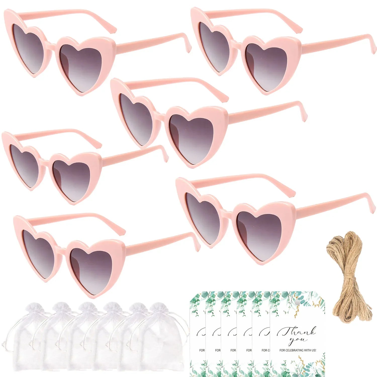 12-60Pcs Wedding Bridal Heart Shaped Sunglasses Party Favors Gift for Guests Bachelorette Hen Party Glasses Bridal Shower Decor