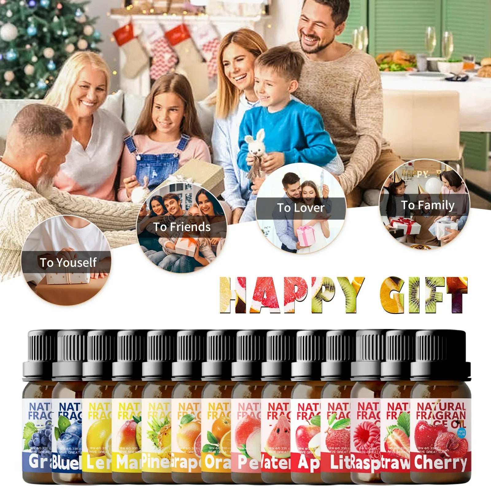 22Type Fruit Essential Oils Skincare Fragrance Oil for Diffuser Candles Making -Strawberry Lemon Mango Cherry Raspberry