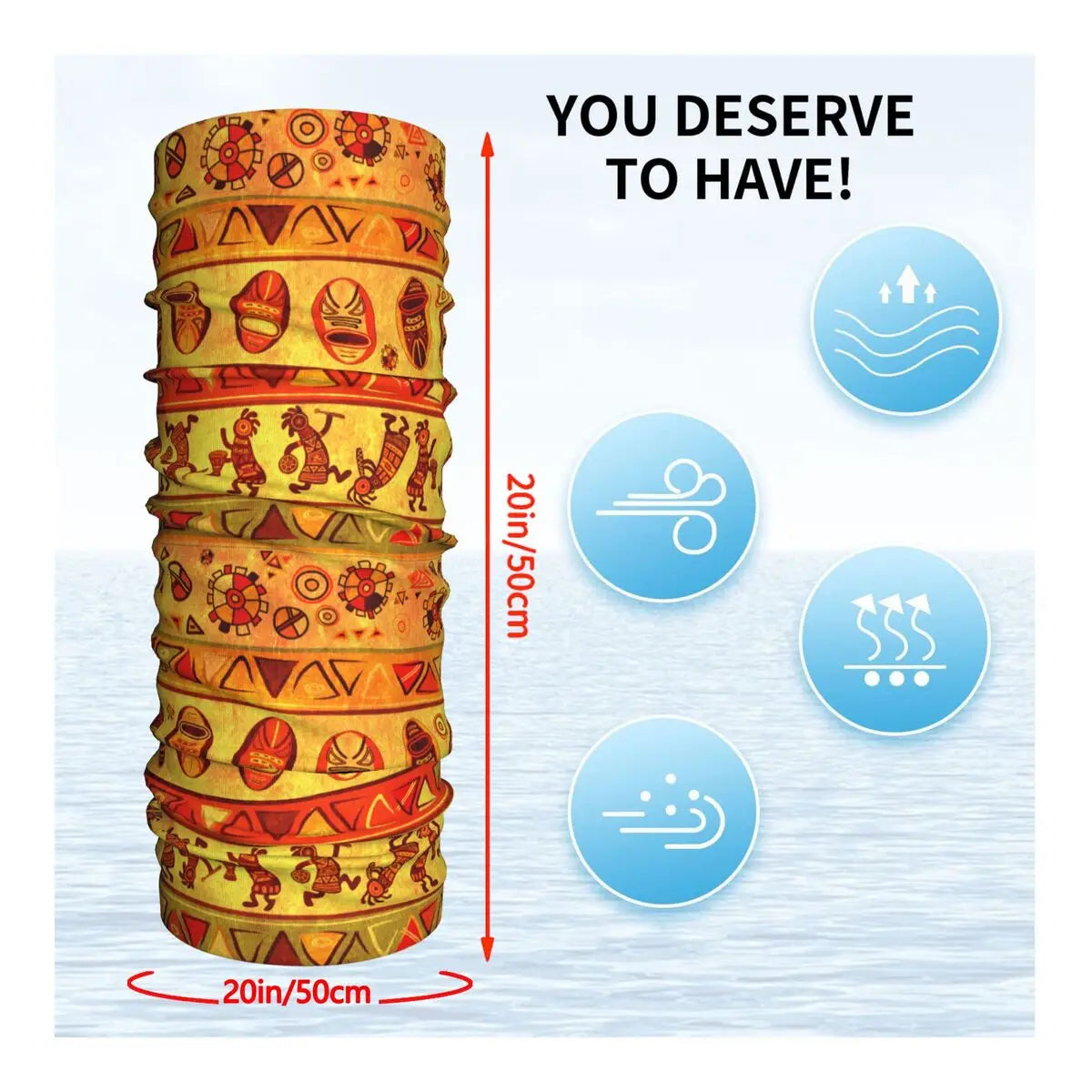 African Traditional Patterns Thin Wrap Scarf Bandana Neck Gaiter Face Cover Headband