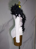 2025 New Shiny Black Rhinestone Velvet Long Sleeve Bodysuit Women Evening Party Club Gala Hosts NightClub Bar Stage Costumes