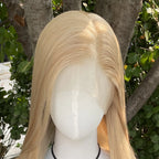 Blonde Mixed Color Synthetic Full Lace Wigs for Black Women Heat Resistant 26 Inch Long Straight Full Hand Tied Free Part 150%