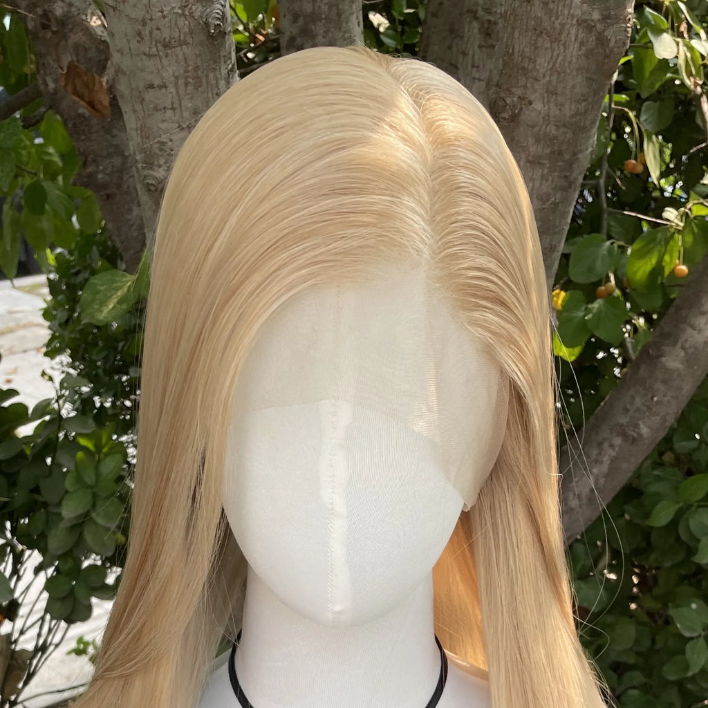 Blonde Mixed Color Synthetic Full Lace Wigs for Black Women Heat Resistant 26 Inch Long Straight Full Hand Tied Free Part 150%