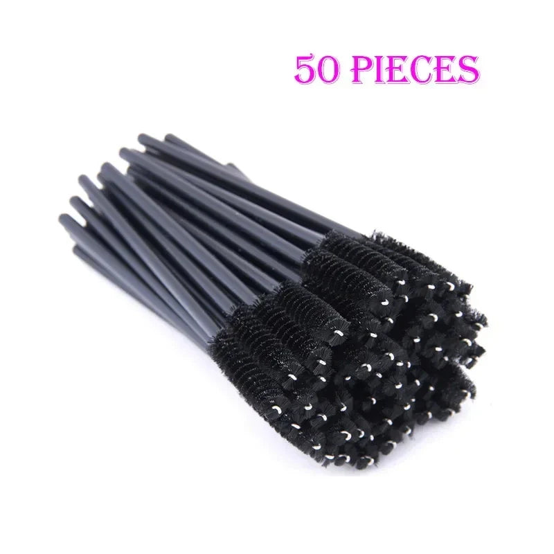 50pcs Grafted eyelashes Single color disposable eyelash brush Spiral eye Makeup Eyelash curler makeup brush cosmetic tools