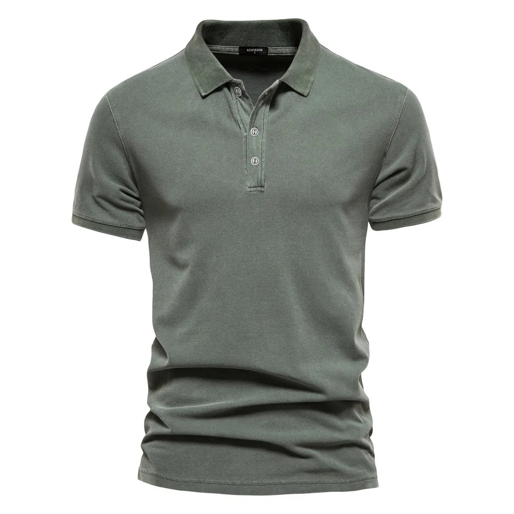 2025 Men's Slim Fit Cotton Polo Shirt - Stylish Lapel Design for Casual & Business Golf Wear
