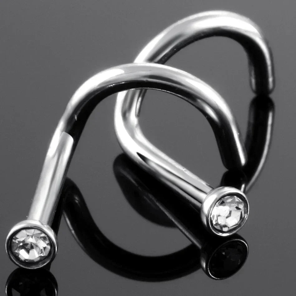 100Pcs/lot Surgical Steel Nose Piercing Stud Earrings Nostril Piercing Crystal Nariz Pirsing Nose Rings for Women Jewelry Gift