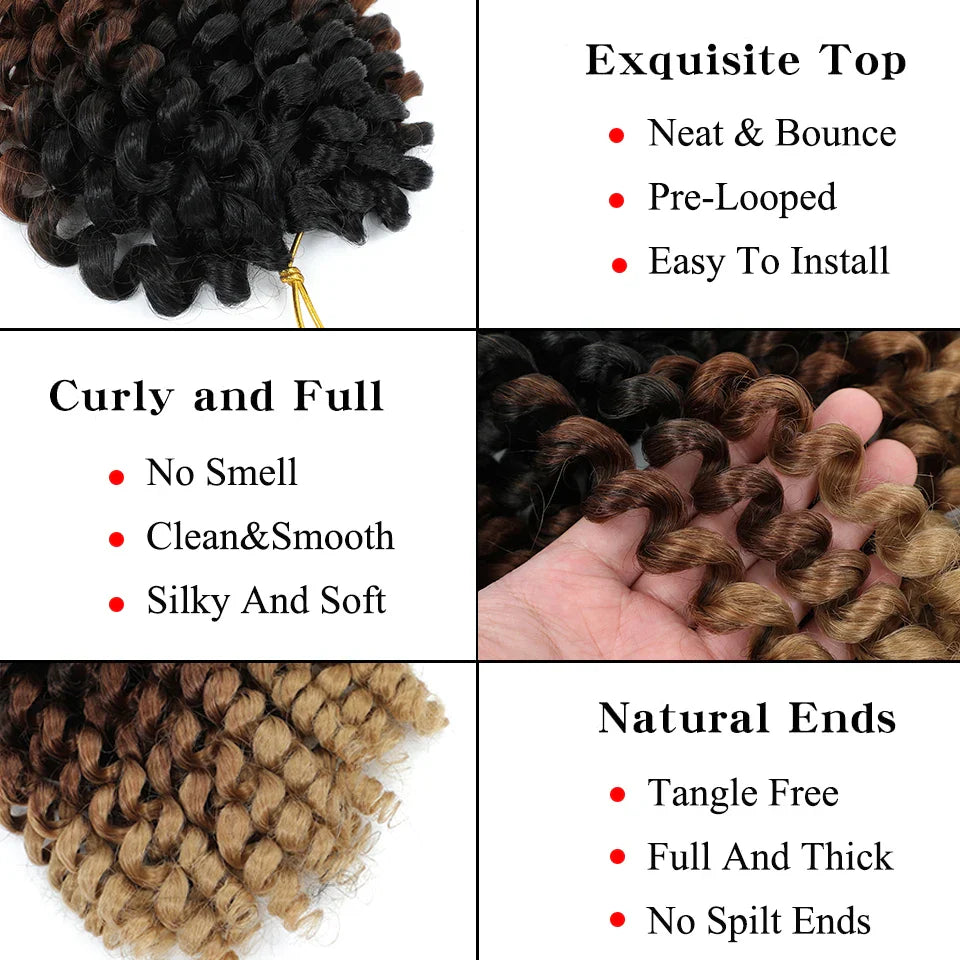 1- 5 Packs 8 inch Jumpy Wand Curl Jamaican Bounce Crochet Hair Natural Black Wand Curls Crochet Hair Short Curly Crochet Braids