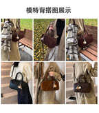 2025 new high-end luxury designer Boston handbag female niche retro fashion all-match pillow bag shoulder messenger bag trend
