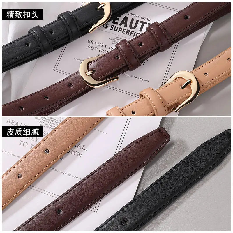 Belt female models super leather hundred with 2023 new belt ladies pin buckle fashion decoration jeans belt cowhide simple