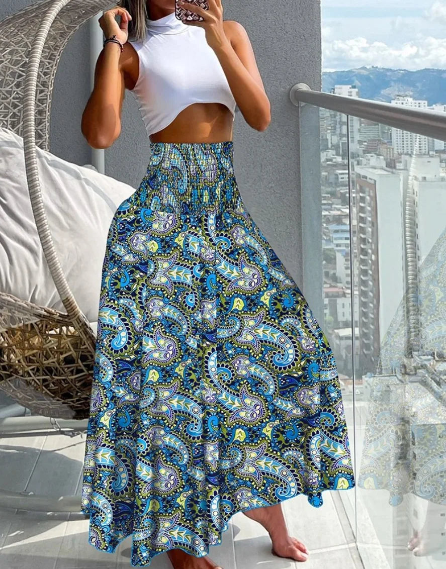2024 Summer New Women's Leisure Loose Holiday Long Skirt Skirt Women Women's Cheap Clothing and Free Shipping Sales LOOSE