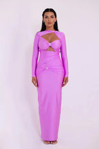 Articat Sexy Hollow Out Long Sleeved Elastic Tight Dress Women Pleats Double Layered Female Vestidos Elegant Party Evening Dress