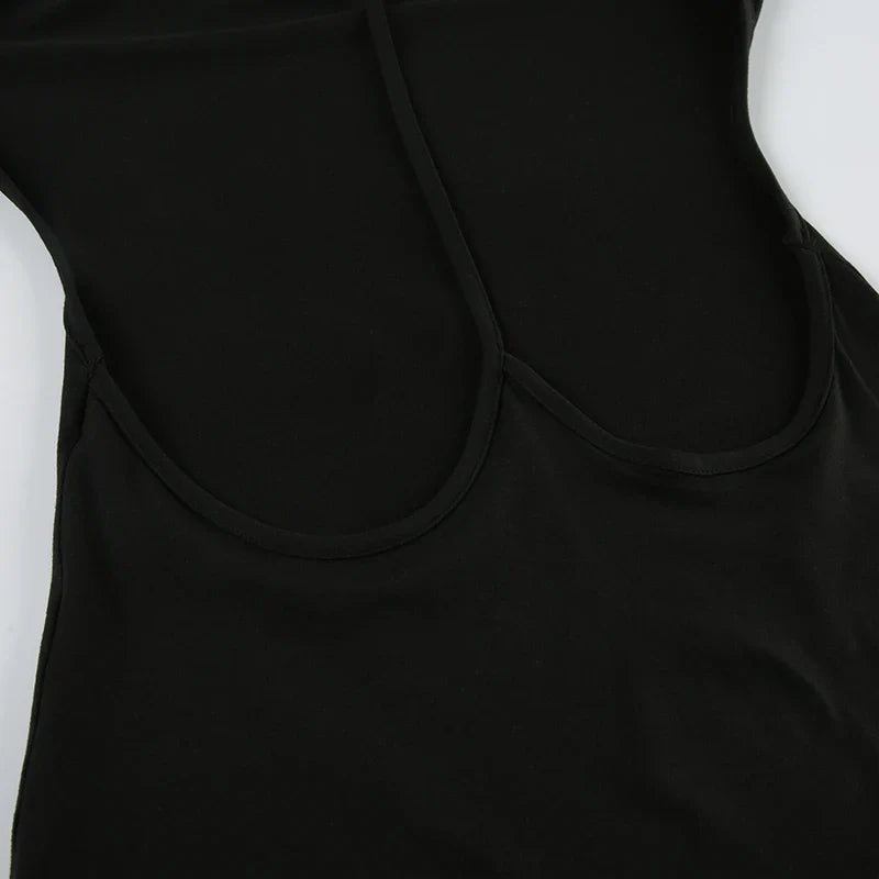 Backless Chic Fashion Skinny Sexy Long Sleeve Short Dress Women Rave Baddie Clubwear Black Solid Party Dresses