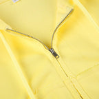 BIIKPIIK Drawstring Hooded Hoodie Suits Autumn Winter Solid Zipper Women Casual Pants Set Street Sporty Sweatshirt Two Piece Set